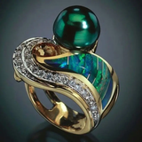 Anello rétro con brillanti verdi | Oro