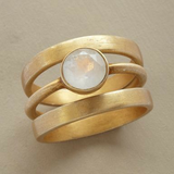 Anello retrò con pietre di luna integrate | Oro