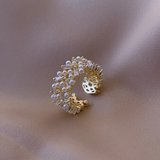 Anello retrò regolabile con perle e cristalli | Oro