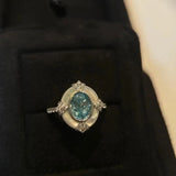 Anello retrò regolabile con amazonite | Oro bianco