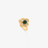 Anello girevole trifoglio con aureola di smeraldo | Oro
