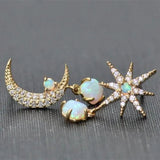 Orecchini luna e stella e opale | Oro