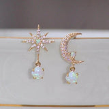 Orecchini luna e stella e opale | Oro