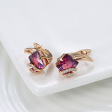 Orecchini in cristallo quadrato cremisi | Oro rosa