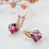 Orecchini in cristallo quadrato cremisi | Oro rosa