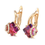 Orecchini in cristallo quadrato cremisi | Oro rosa