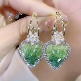 Orecchini a forma di cuore brillanti e verdi | Oro