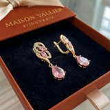 Orecchini a goccia di zaffiro rosa scintillante | Oro
