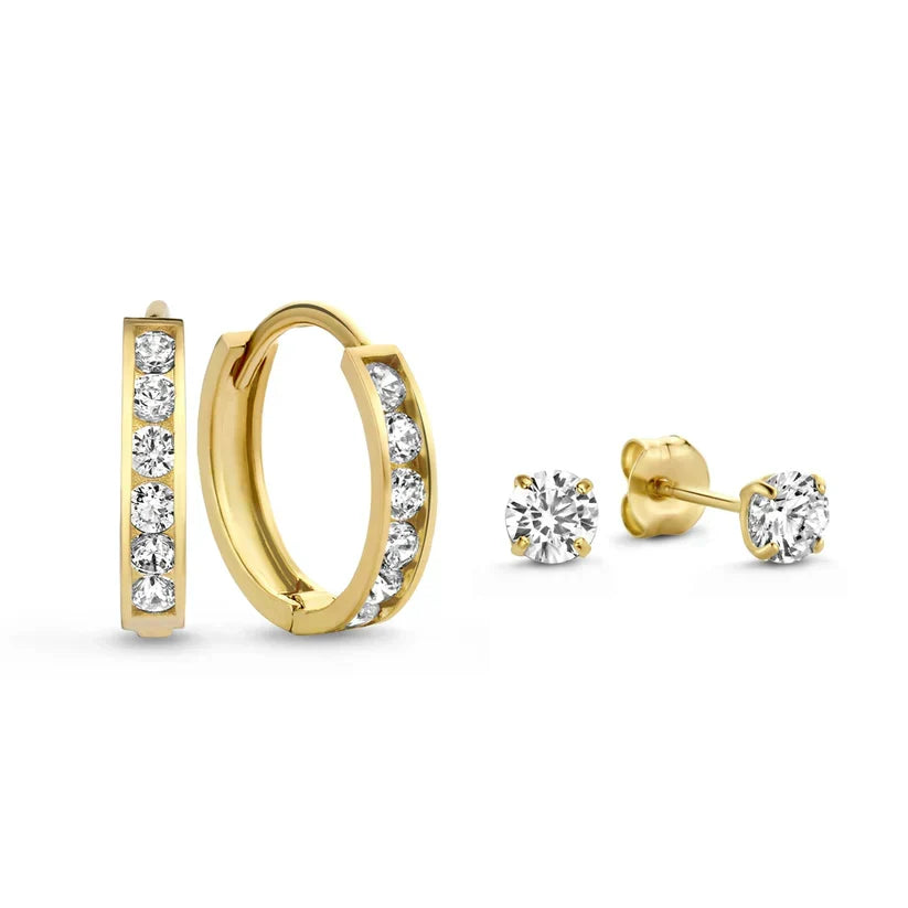 Orecchini in pietra Dara brillante | Oro bianco