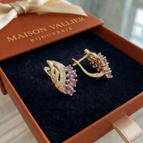Orecchini in piume viola Nyvella | Oro rosa