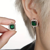 Orecchini con brillante quadrato verde | Oro
