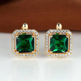 Orecchini con brillante quadrato verde | Oro