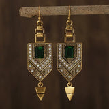 Orecchini geometrici retro e verdi | Oro