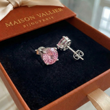 Orecchini rotondi in zaffiro rosa | Oro bianco