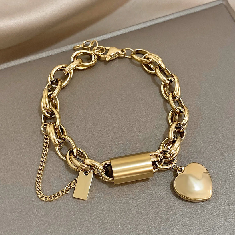 Bracciale a catena spessa Rivitalizzante | Oro bianco