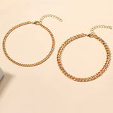 Bracciale alla caviglia in maglie cubane sovrapposte | Oro