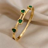Bracciale cuori verdi | Oro