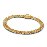 Bracciale cubano pavé | Oro bianco