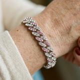 Bracciale cubano rosé Glacé | Oro bianco