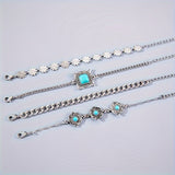Bracciale impilato in pietra celeste | Oro bianco