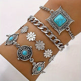 Bracciale impilato in pietra celeste | Oro bianco