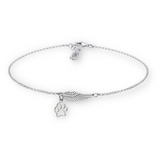 Bracciale Monumento con Capelli d'Angelo e impronta, fatto a mano | Oro bianco