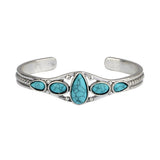 Bracciale aperto a forma di goccia d'acqua turchese | Oro bianco