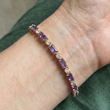 Bracciale tennis prismo ametista | Oro rosa