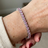 Bracciale tennis in zaffiro rosa | Oro bianco