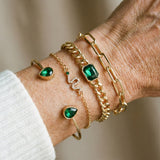 Bracciale con cristalli verdi | Oro