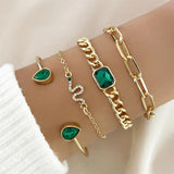 Bracciale con cristalli verdi | Oro