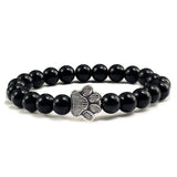 Bracciale con perle a forma di zampe, motivo in pietra naturale | Oro