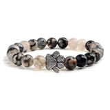 Bracciale con perle a forma di zampe, motivo in pietra naturale | Oro