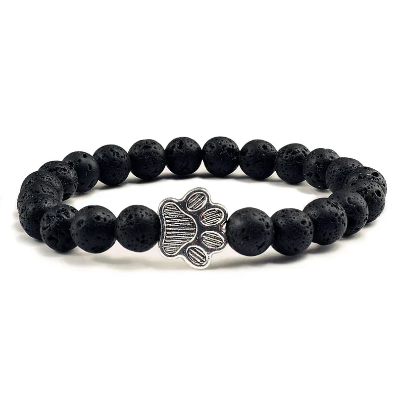 Bracciale con perle a forma di zampe, motivo in pietra naturale | Oro
