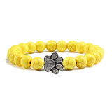 Bracciale con perle a forma di zampe, motivo in pietra naturale | Oro