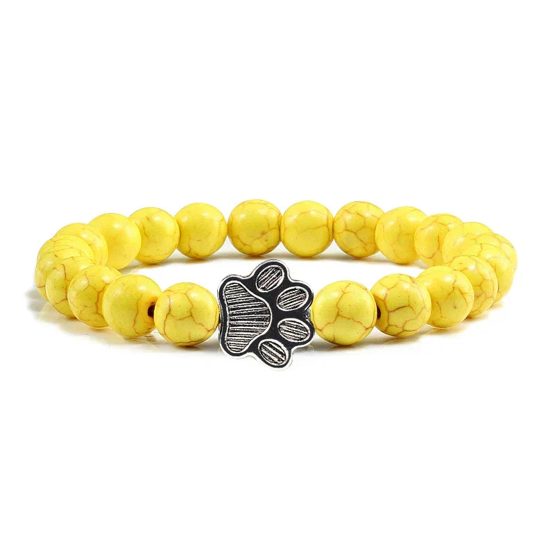 Bracciale con perle a forma di zampe, motivo in pietra naturale | Oro