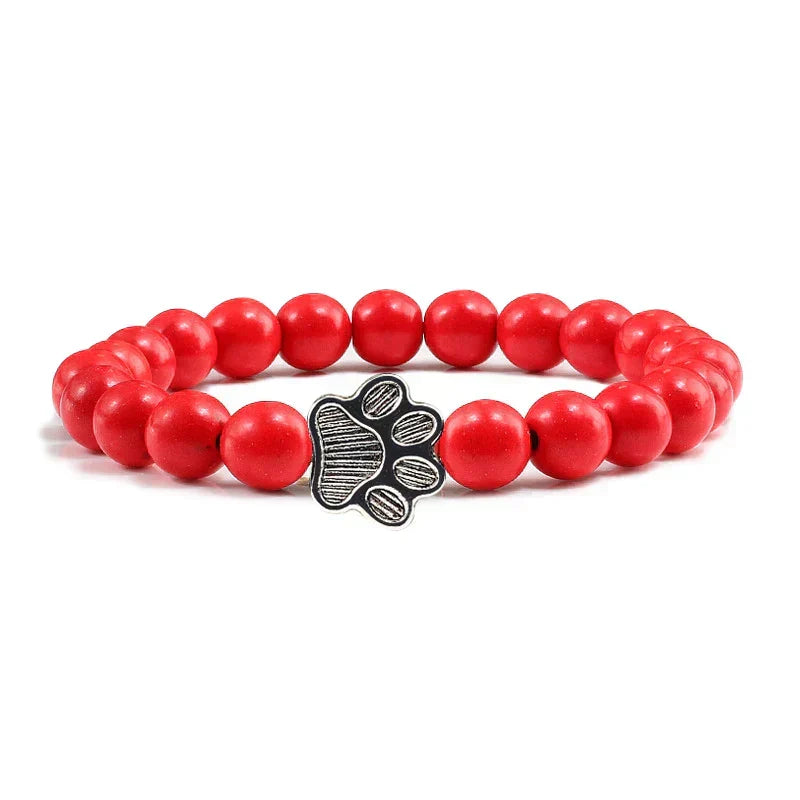 Bracciale con perle a forma di zampe, motivo in pietra naturale | Oro