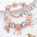 Bracciale sognatore rosa con pendenti | Oro bianco