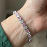 Bracciale da tennis duo in zaffiro rosa | Oro bianco