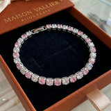 Bracciale da tennis duo in zaffiro rosa | Oro bianco