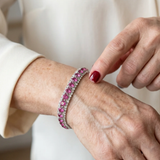 Bracciale da tennis rosa brillante | Oro bianco