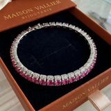 Bracciale da tennis rosa brillante | Oro bianco