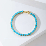 Bracciale da tennis rotondo turchese | Oro