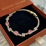 Bracciale da tennis rosa quadrato | Oro