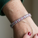 Bracciale da tennis a righe rosa | Oro bianco