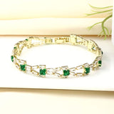 Bracciale da tennis a maglie verdi | Oro