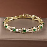 Bracciale da tennis a maglie verdi | Oro