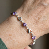 Bracciale in ametista con charm a forma di cuore | Oro bianco