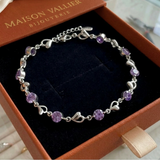 Bracciale in ametista con charm a forma di cuore | Oro bianco