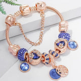 Bracciale e cristallo blu | Oro rosa